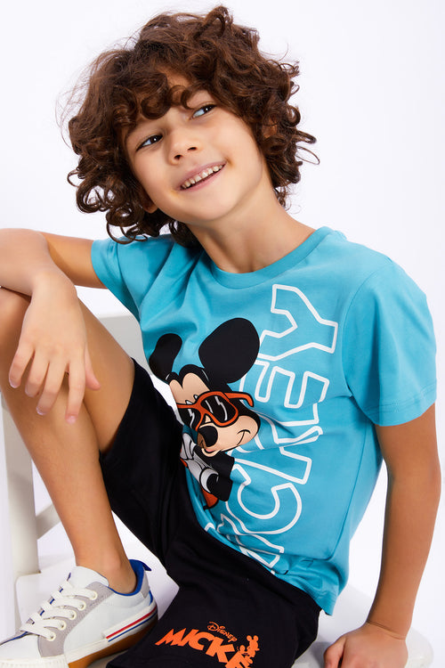 Roly Poly, Set de tricou cu imprimeu Mickey-Mouse si pantaloni scurti - 2 piese