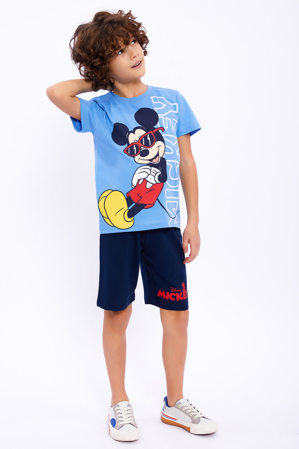 Roly Poly, Set de tricou cu imprimeu Mickey-Mouse si pantaloni scurti - 2 piese