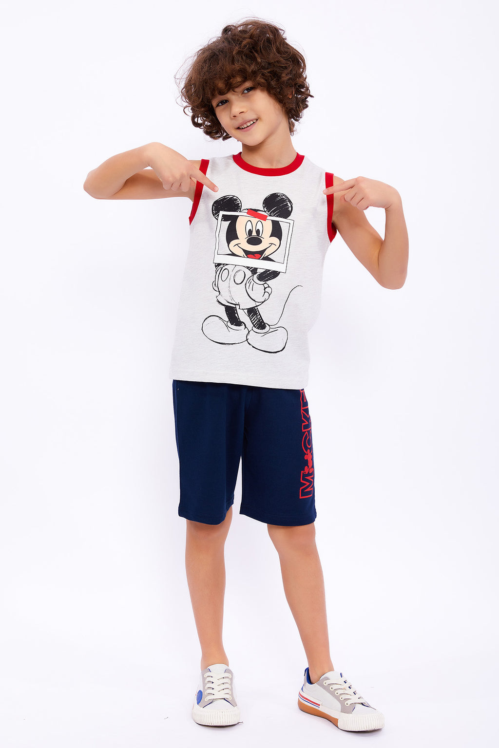 Roly Poly, Set de top cu imprimeu Mickey-Mouse si pantaloni scurti