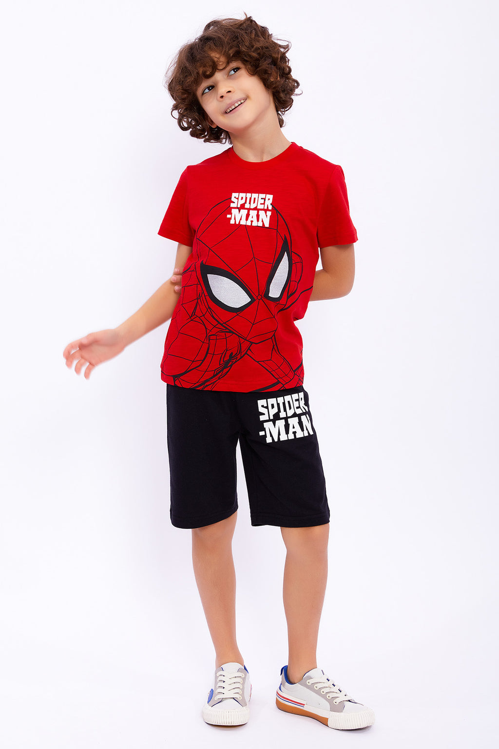 Roly Poly, Set de tricou cu imprimeu Spiderman si pantaloni scurti