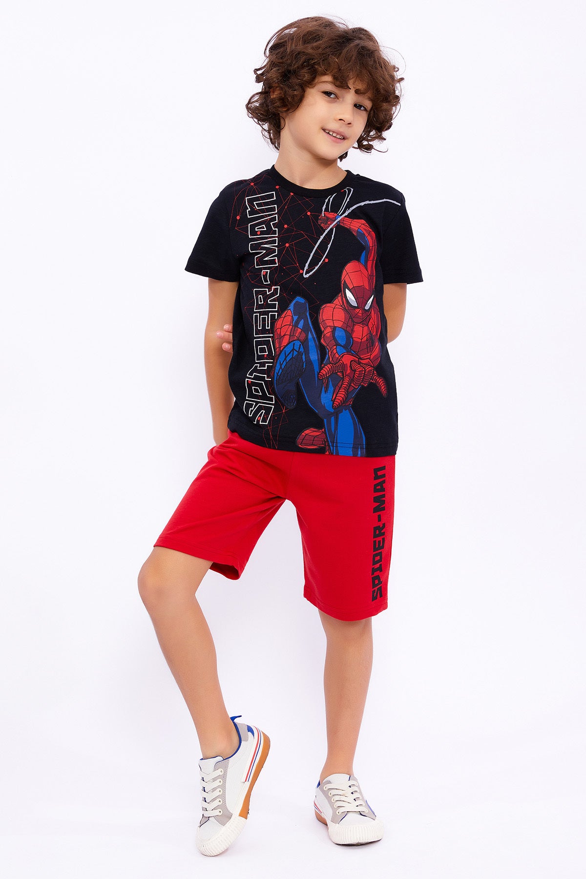 Roly Poly, Set de tricou cu imprimeu Spiderman si pantaloni scurti