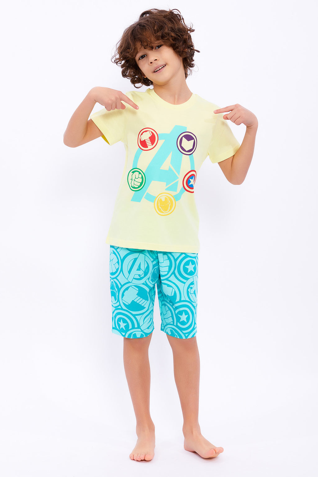 Roly Poly, Set de tricou si bermude cu imprimeu Avengers