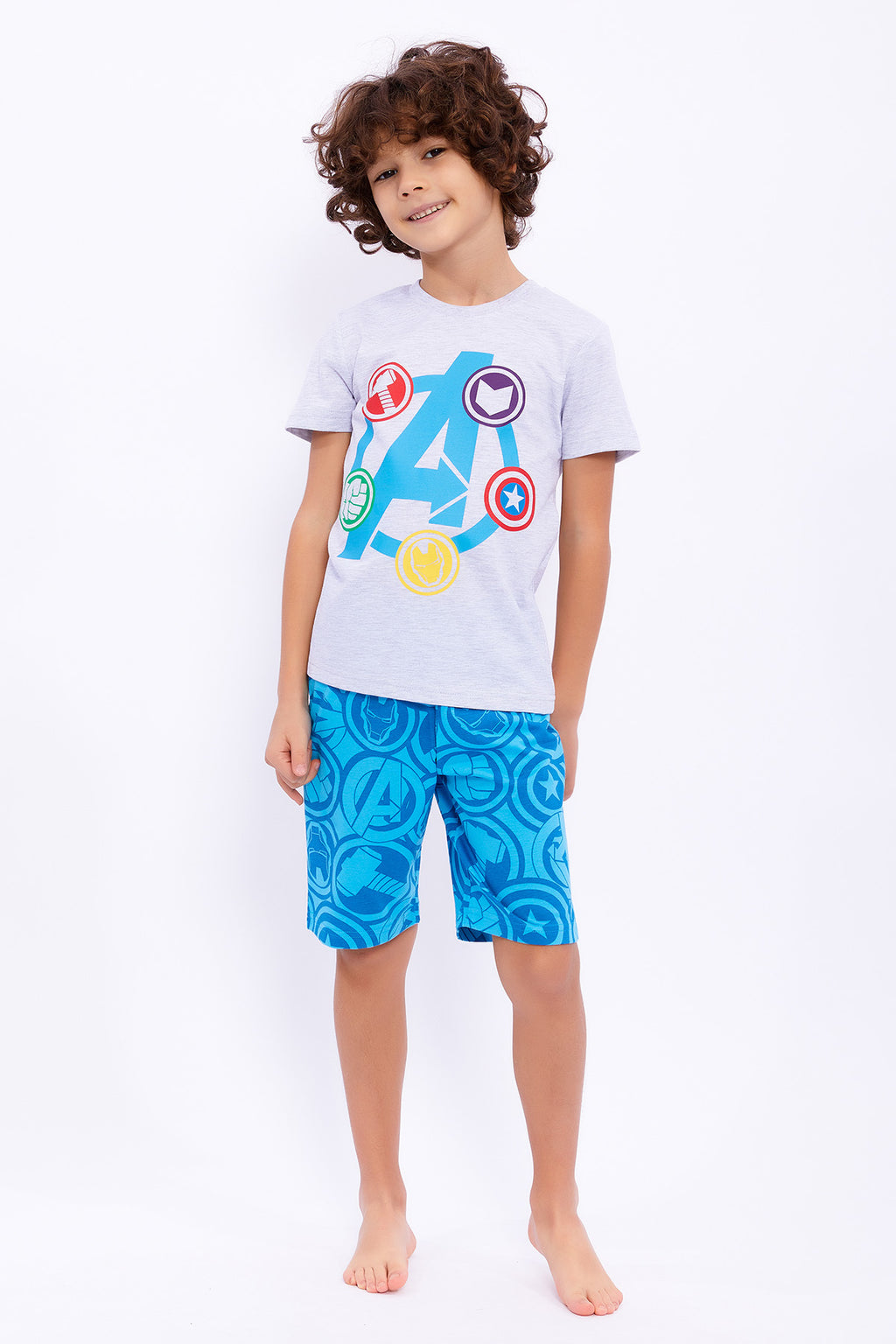 Roly Poly, Set de tricou si bermude cu imprimeu Avengers