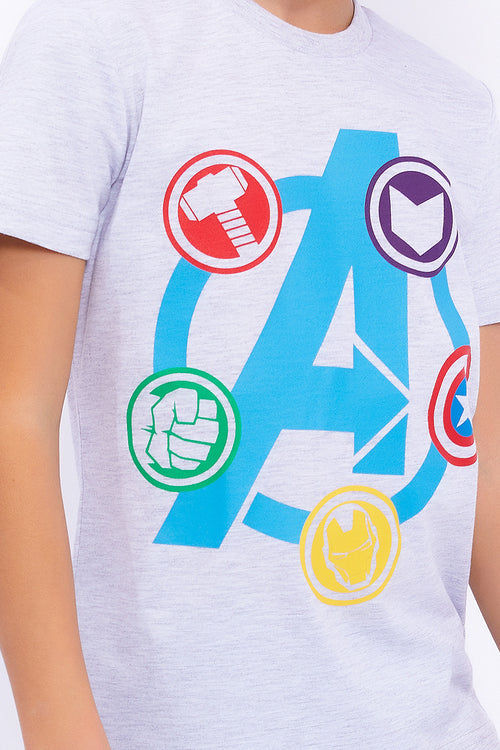 Roly Poly, Set de tricou si bermude cu imprimeu Avengers