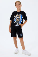 Set doua piese cu tricou si pantaloni scurti, pentru baieti