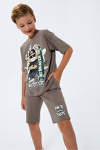 Set doua piese cu tricou si pantaloni scurti, pentru baieti