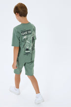 Set doua piese cu tricou si pantaloni scurti, pentru baieti