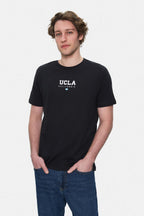 UCLA Tricou cu decolteu la baza gatului, imprimeu cu logo, regular fit, Negru, SHERMAN