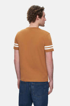 UCLA Tricou cu decolteu la baza gatului, imprimeu cu logo, regular fit, Maro, STARK