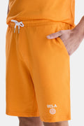UCLA Pantaloni scurti cu snur si banda elastica in talie, buzunare laterale si imprimeu cu logo discret, Portocaliu, FOWLER