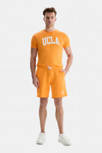 UCLA Pantaloni scurti cu snur si banda elastica in talie, buzunare laterale si imprimeu cu logo discret, Portocaliu, FOWLER