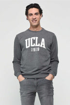 UCLA Bluza din amestec de bumbac cu decolteu la baza gatului si imprimeu cu logo