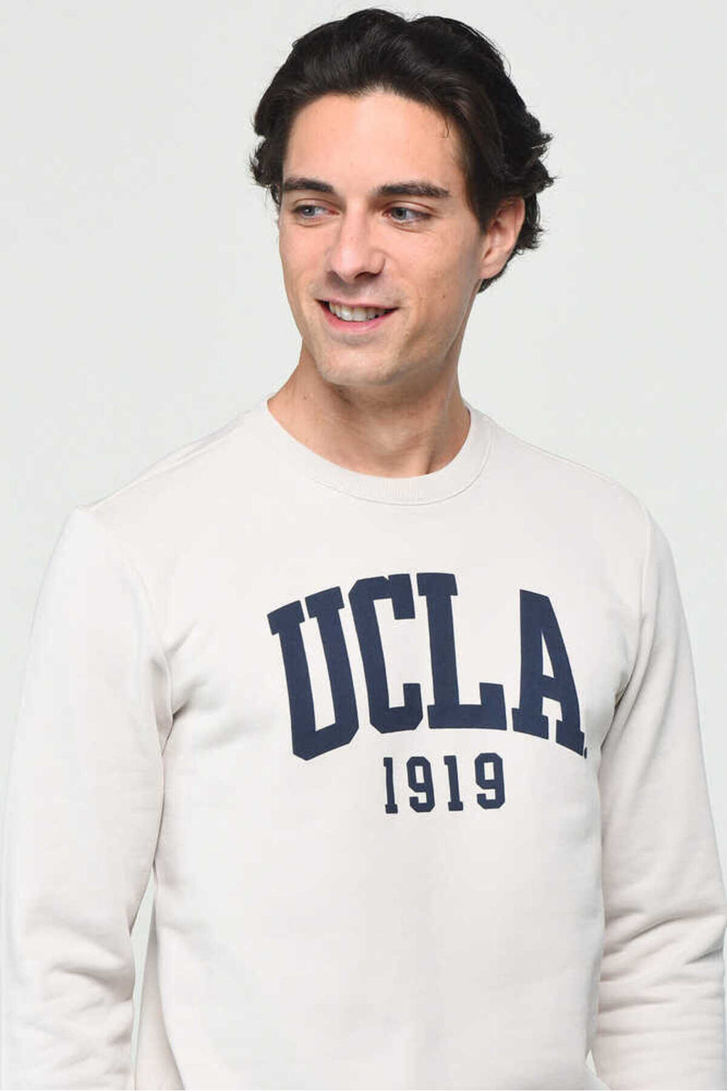 UCLA Bluza din amestec de bumbac cu decolteu la baza gatului si imprimeu cu logo
