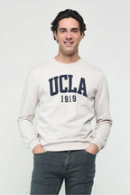 UCLA Bluza din amestec de bumbac cu decolteu la baza gatului si imprimeu cu logo