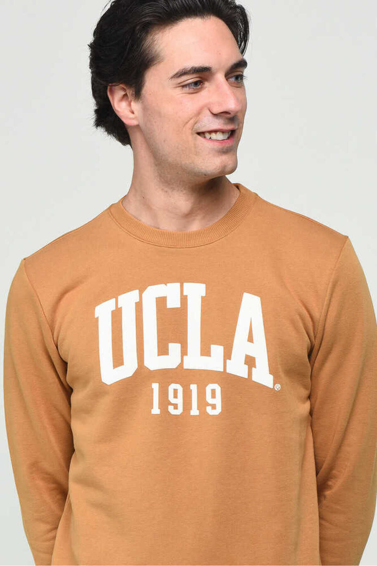 UCLA Bluza din amestec de bumbac cu decolteu la baza gatului si imprimeu cu logo