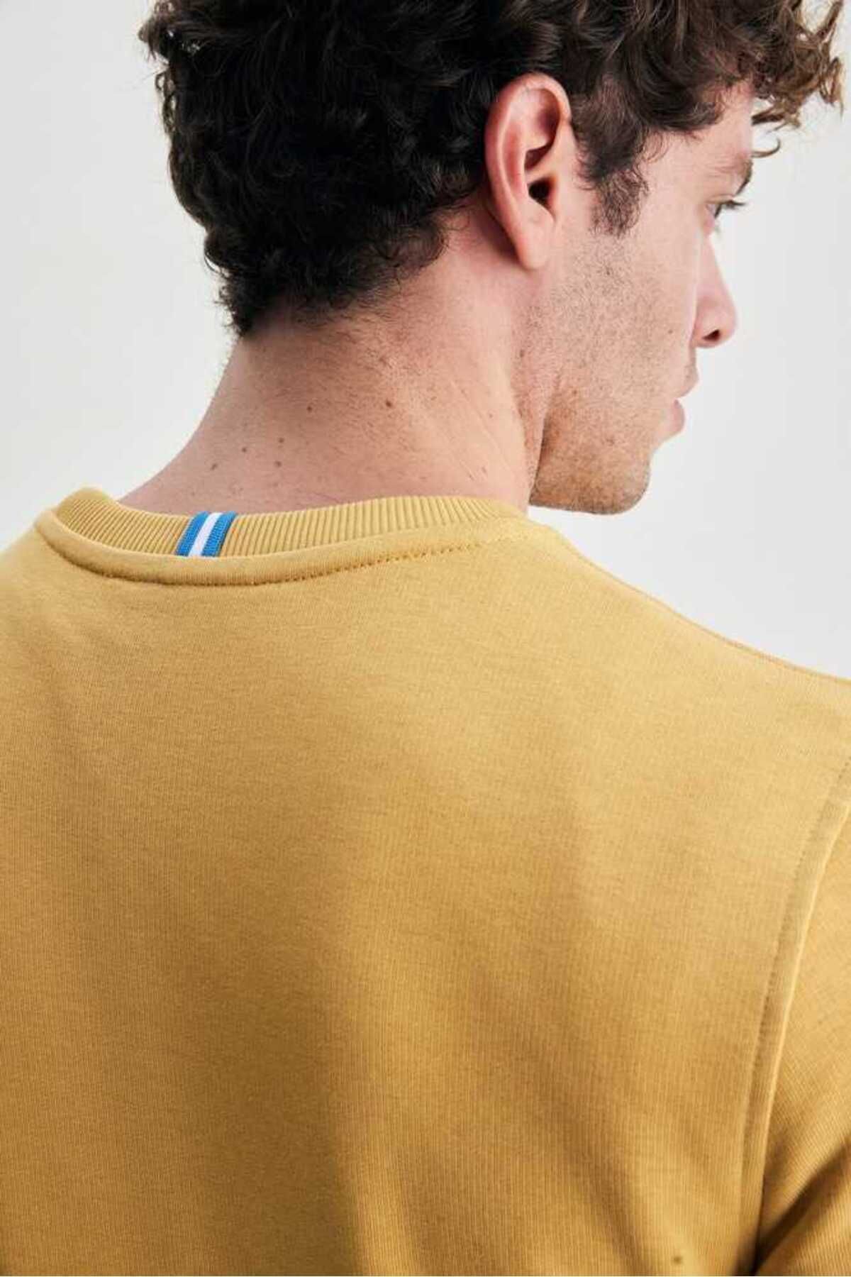 UCLA Bluza din amestec de bumbac cu decolteu la baza gatului si imprimeu cu logo