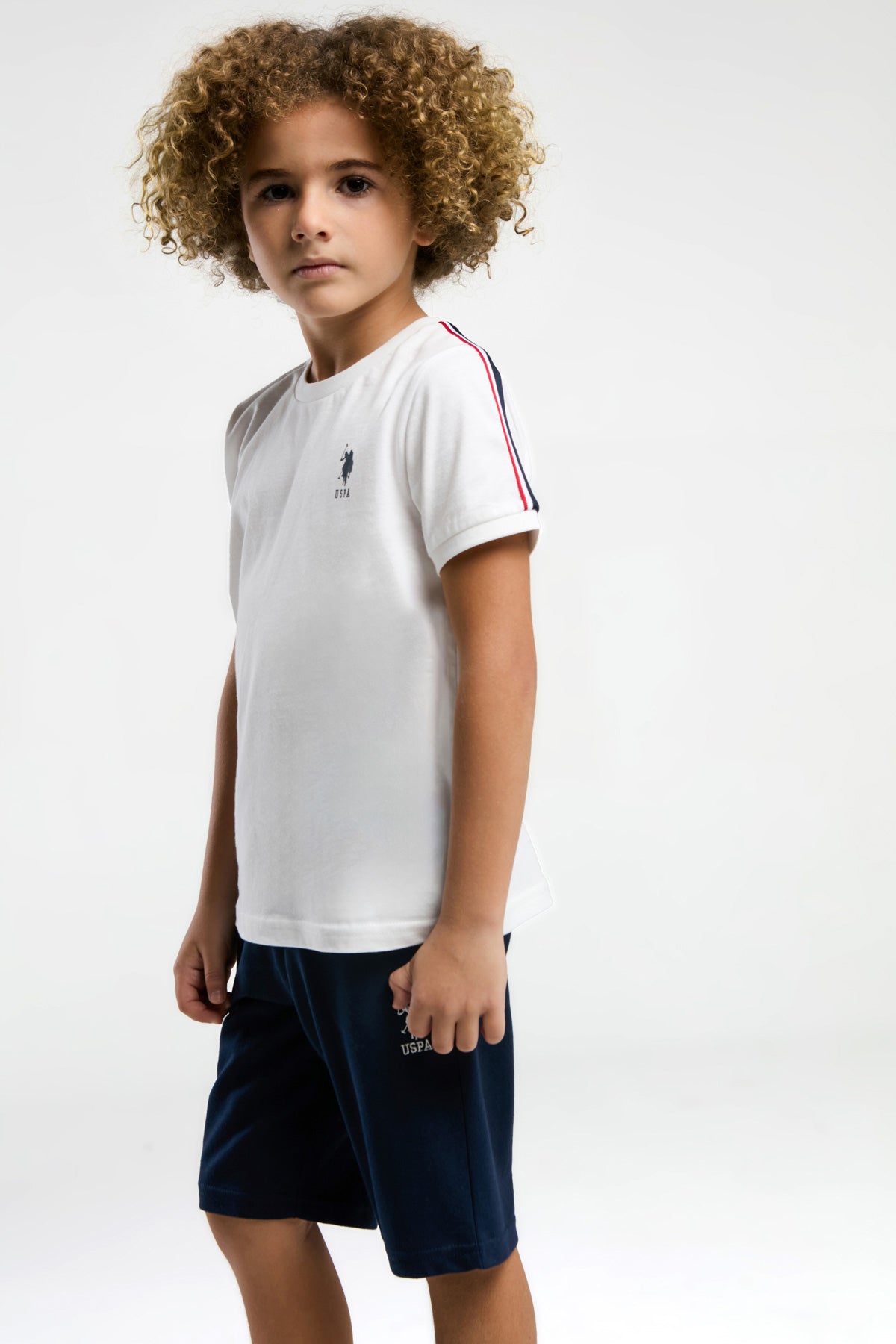 U.S. Polo Assn. Set doua piese cu logo discret, Alb