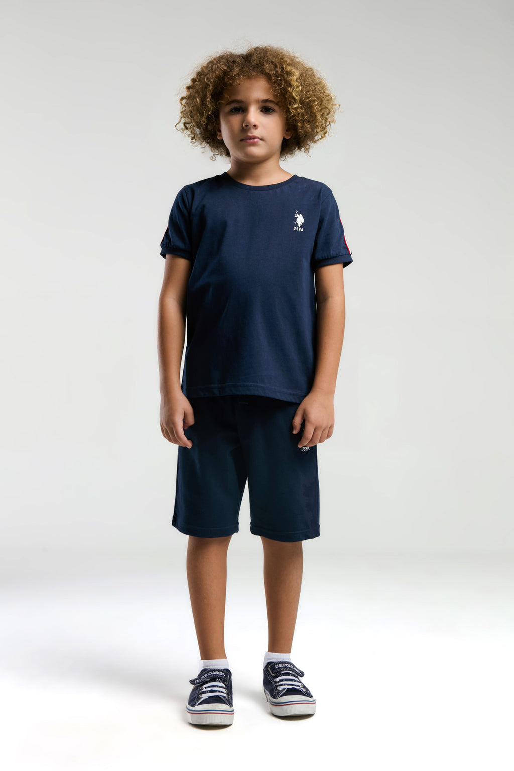 U.S. Polo Assn. Set doua piese cu logo discret, Alb