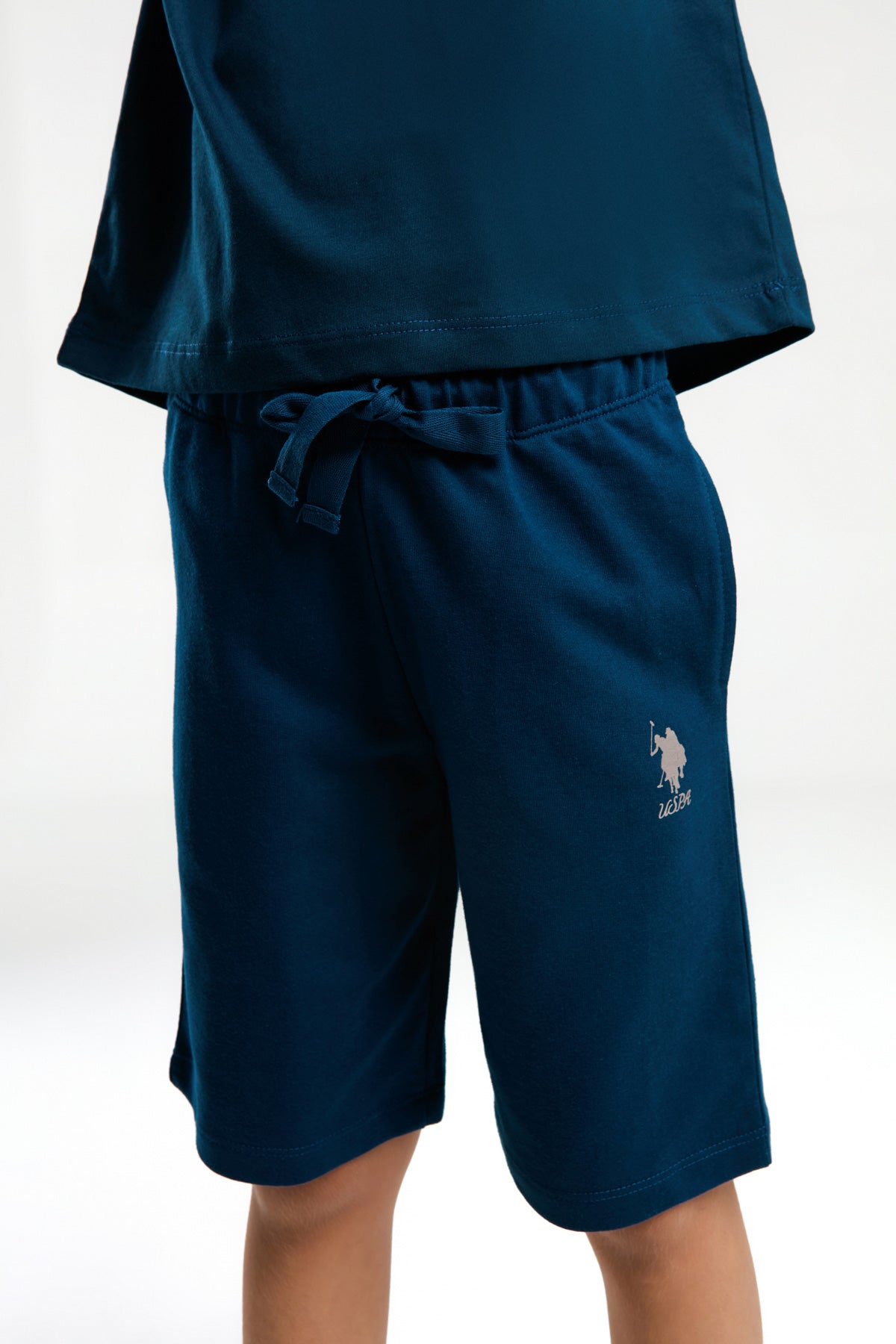 U.S. Polo Assn. Set doua piese cu logo discret, Alb