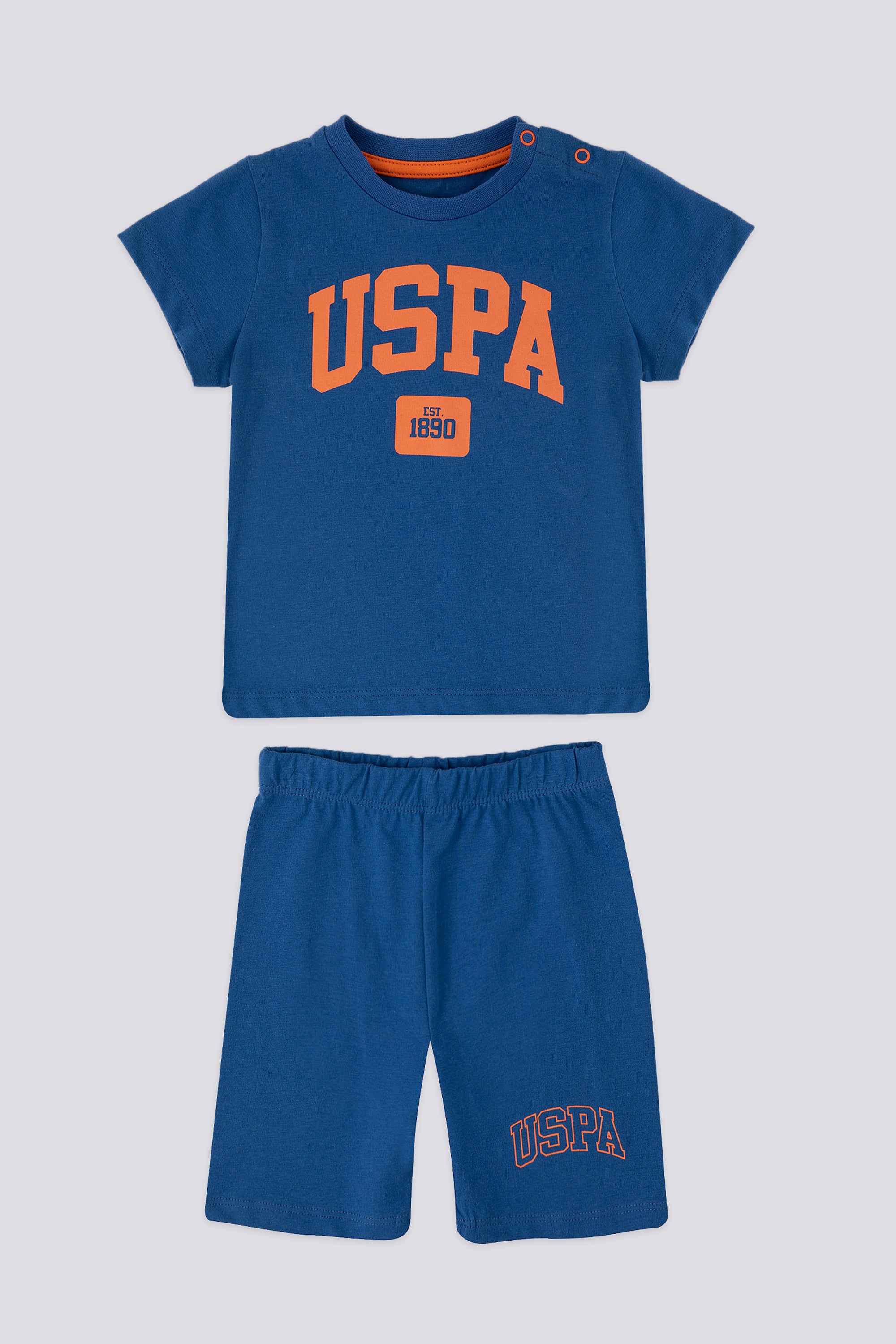 U.S. Polo Assn. Set doua piese cu logo discret, Albastru