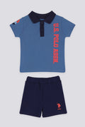 U.S. Polo Assn. Set doua piese cu logo discret, Bleumarin