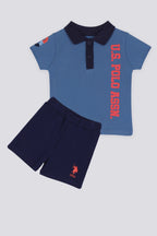 U.S. Polo Assn. Set doua piese cu logo discret, Bleumarin
