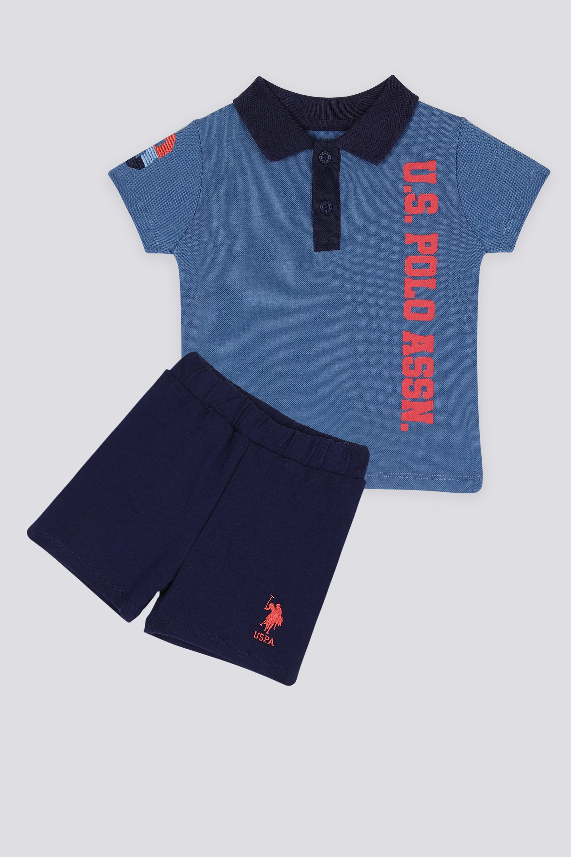 U.S. Polo Assn. Set doua piese cu logo discret, Bleumarin