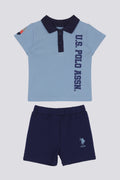 U.S. Polo Assn. Set doua piese cu logo discret, Albastru
