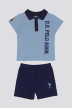 U.S. Polo Assn. Set doua piese cu logo discret, Albastru