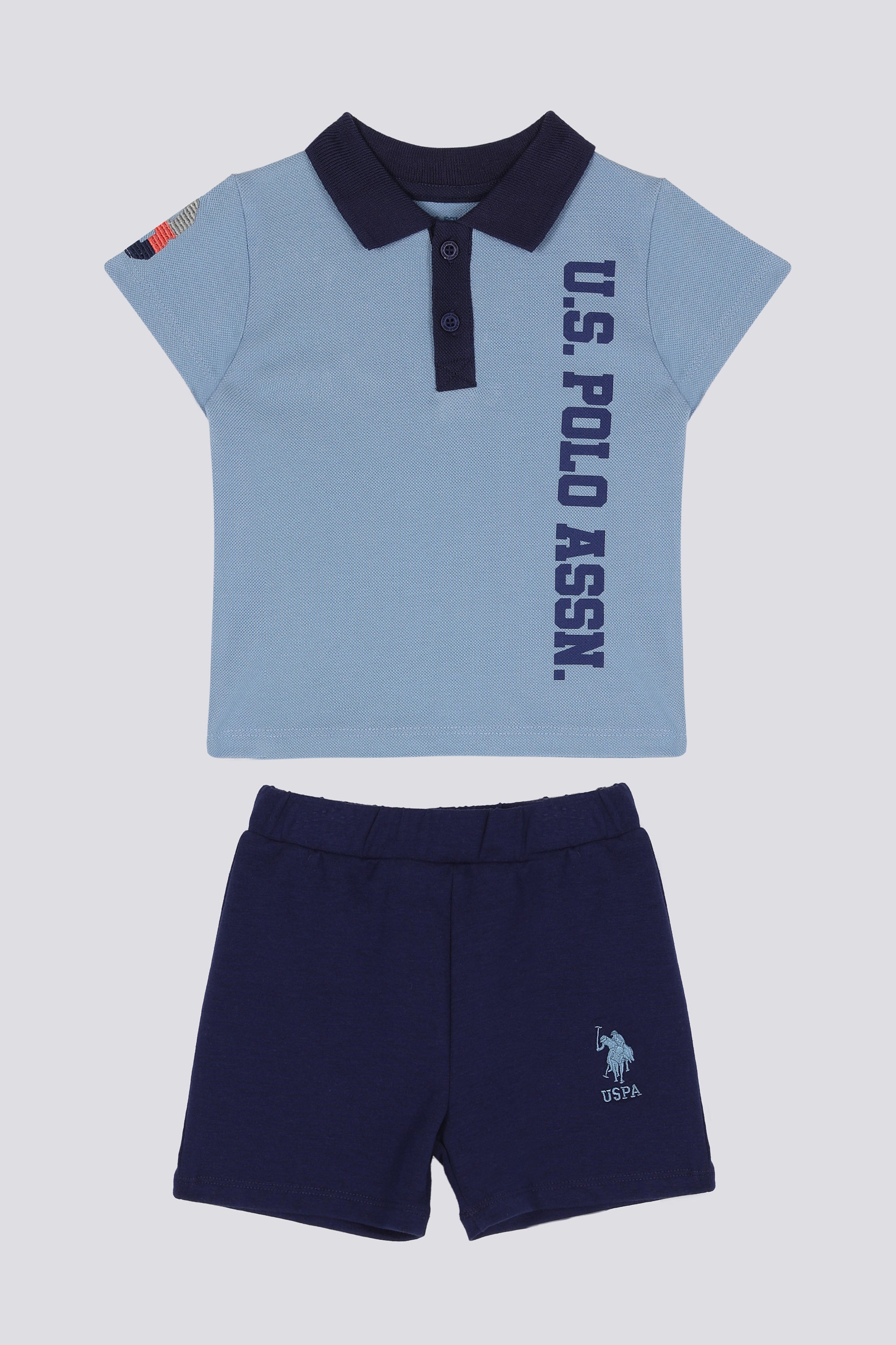U.S. Polo Assn. Set doua piese cu logo discret, Albastru