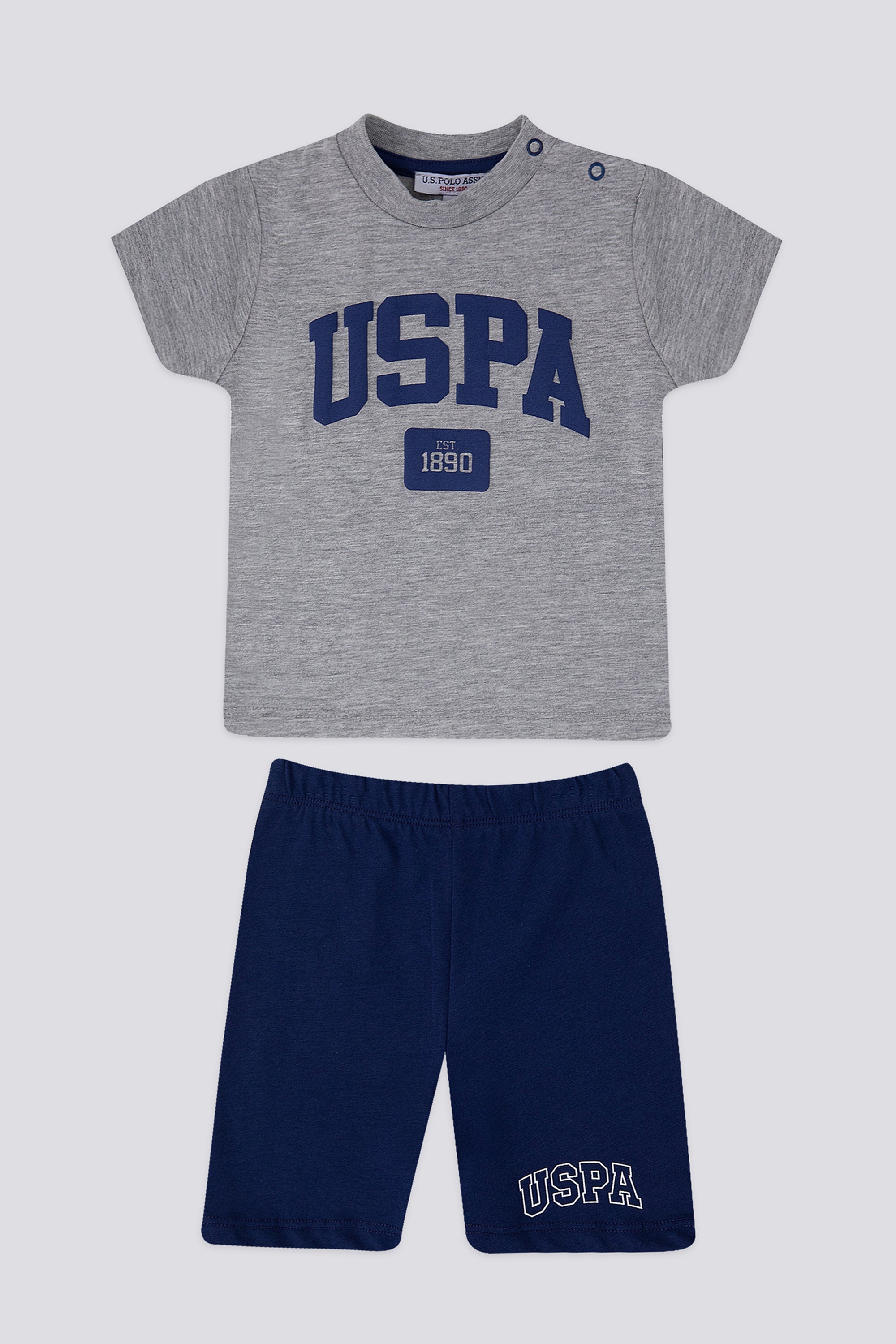 U.S. Polo Assn. Set doua piese cu logo discret, Gri