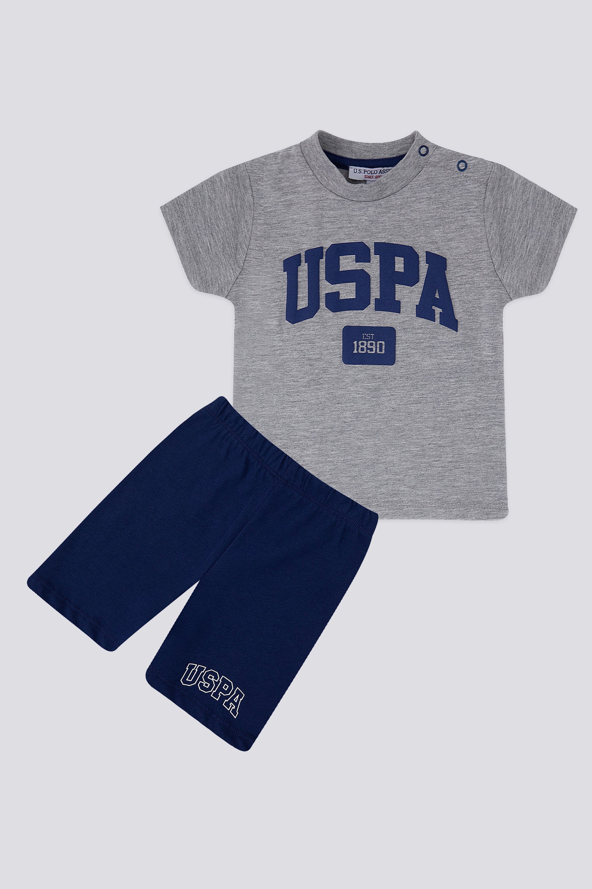 U.S. Polo Assn. Set doua piese cu logo discret, Gri