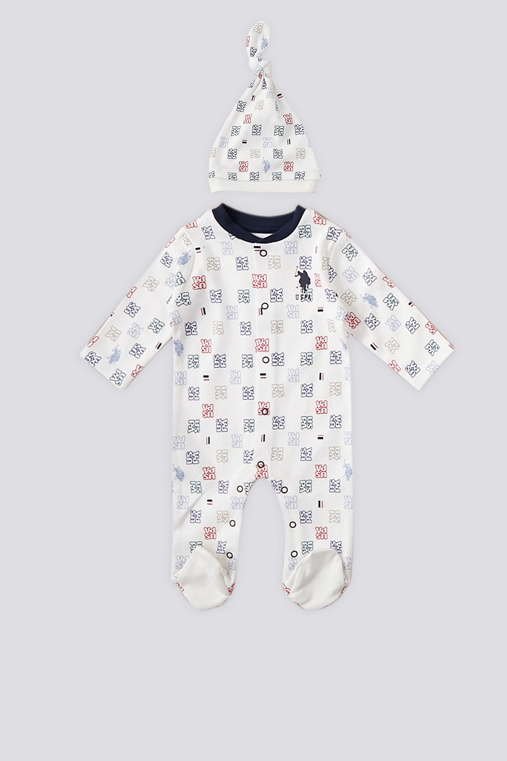 U.S. Polo Assn. Set zece piese pentru nou-nascuti, Alb