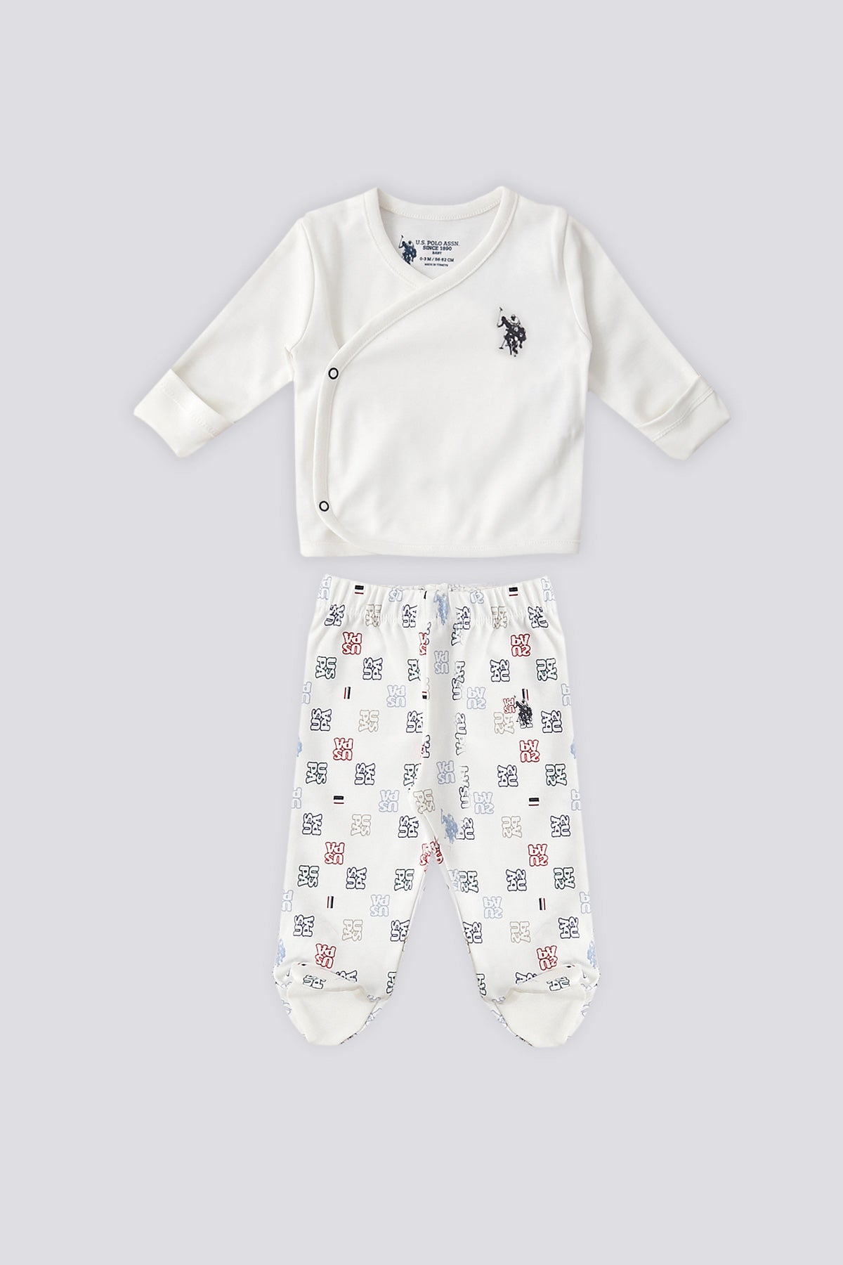 U.S. Polo Assn. Set zece piese pentru nou-nascuti, Alb