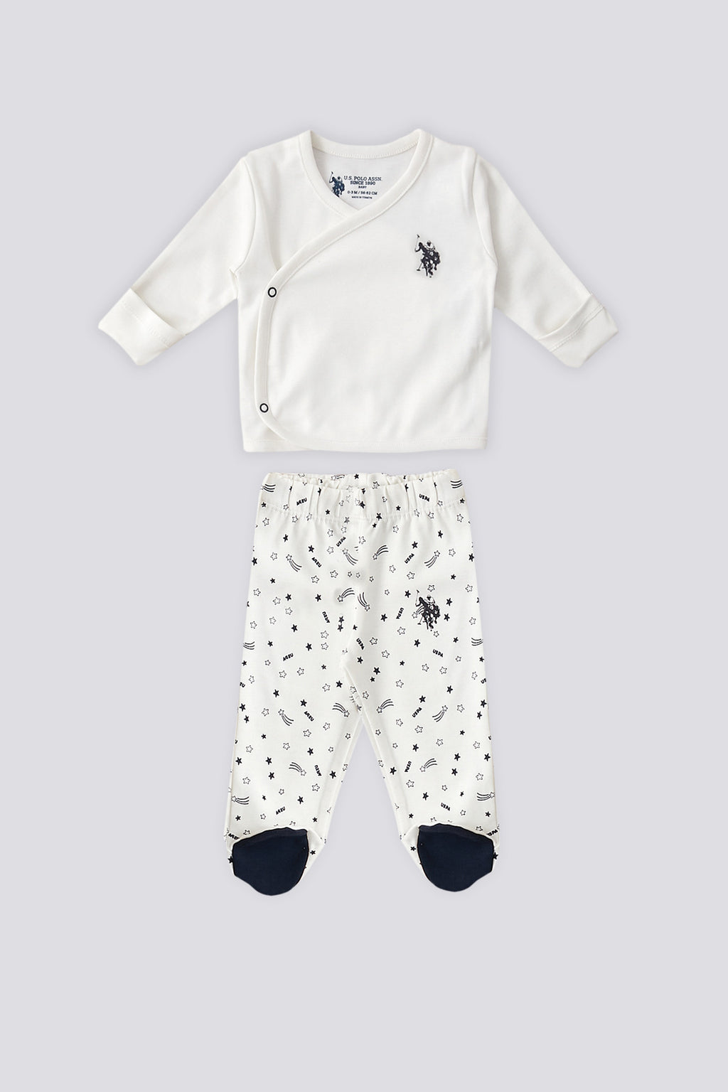 U.S. Polo Assn. Set zece piese pentru nou-nascuti, Alb