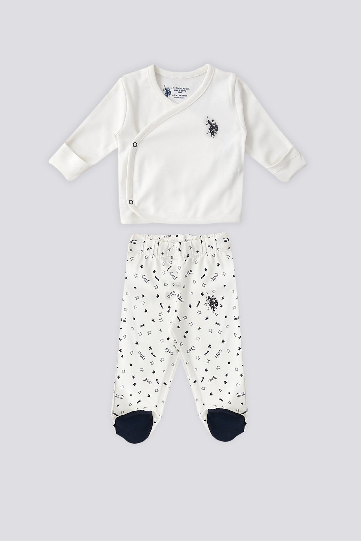 U.S. Polo Assn. Set zece piese pentru nou-nascuti, Alb