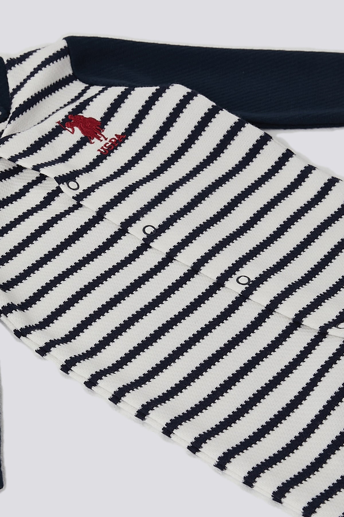 U.S. Polo Assn. Salopeta pentru bebelusi cu botosei si model in dungi