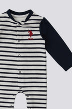 U.S. Polo Assn. Salopeta pentru bebelusi cu botosei si model in dungi