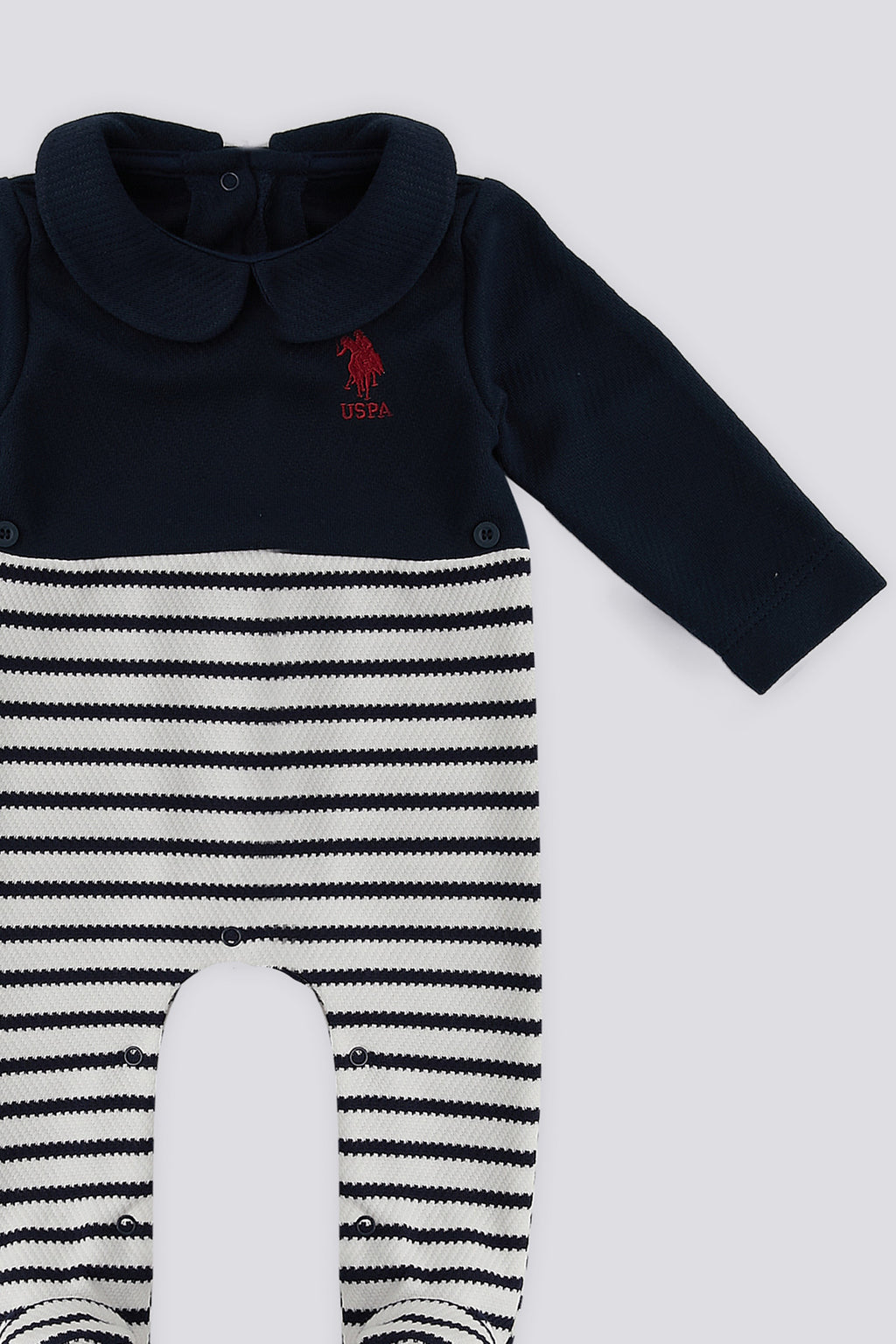 U.S. Polo Assn. Salopeta pentru bebelusi cu botosei si nasturi decorativi