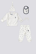 U.S. Polo Assn. Set cinci piese pentru nou-nascuti, Alb