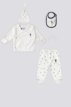 U.S. Polo Assn. Set cinci piese pentru nou-nascuti, Alb
