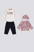 U.S. Polo Assn. Set trei piese cu bluza, hanorac si pantaloni, Alb