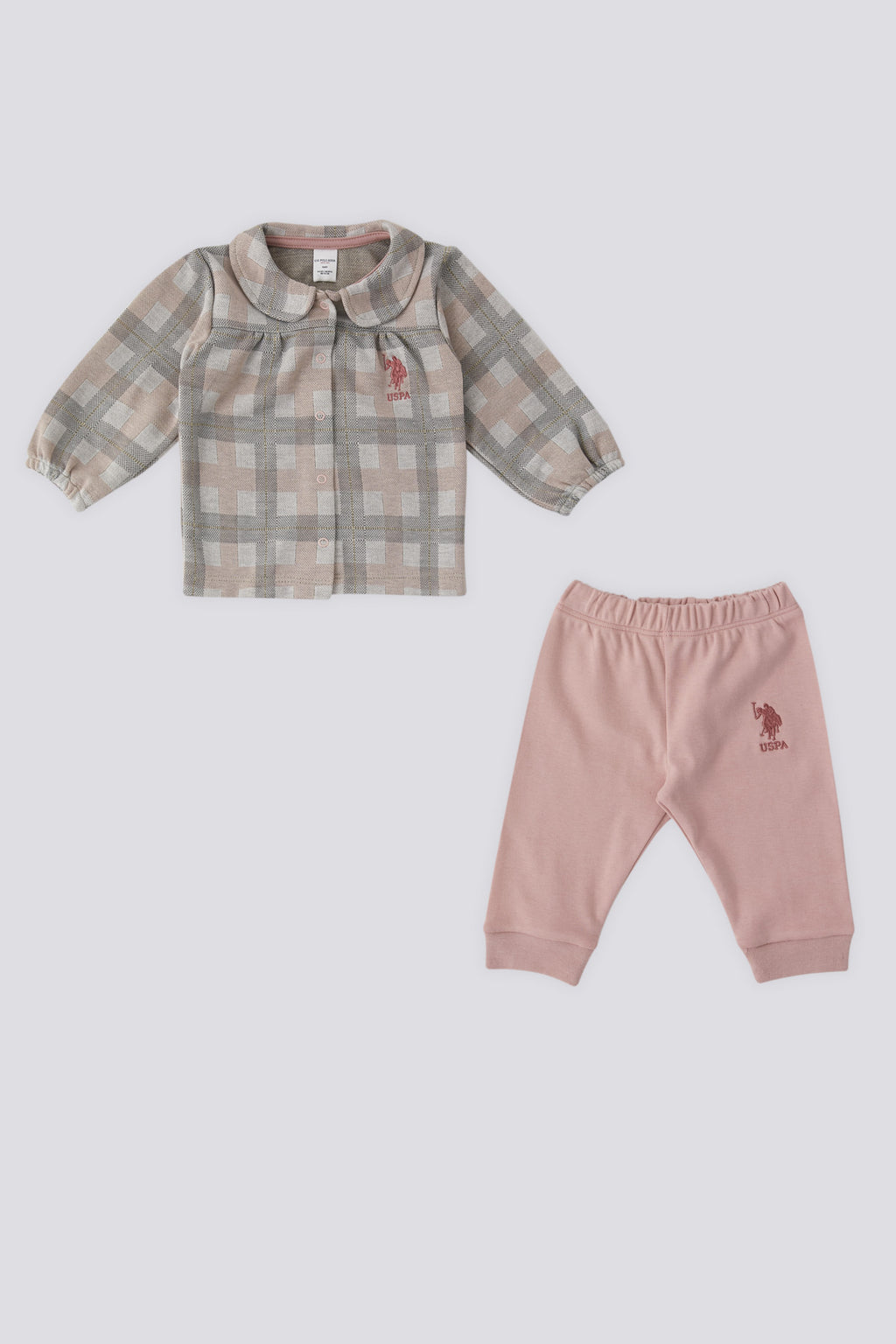 U.S. Polo Assn. Set doua piese cu logo discret, Carouri