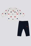 U.S. Polo Assn. Set doua piese cu logo discret, Alb