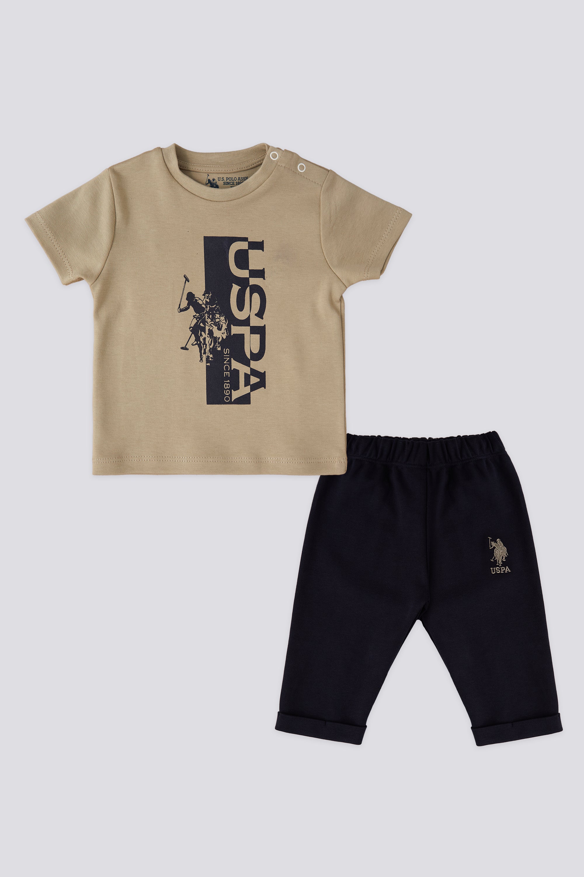 U.S. Polo Assn. Set doua piese cu logo discret, Verde