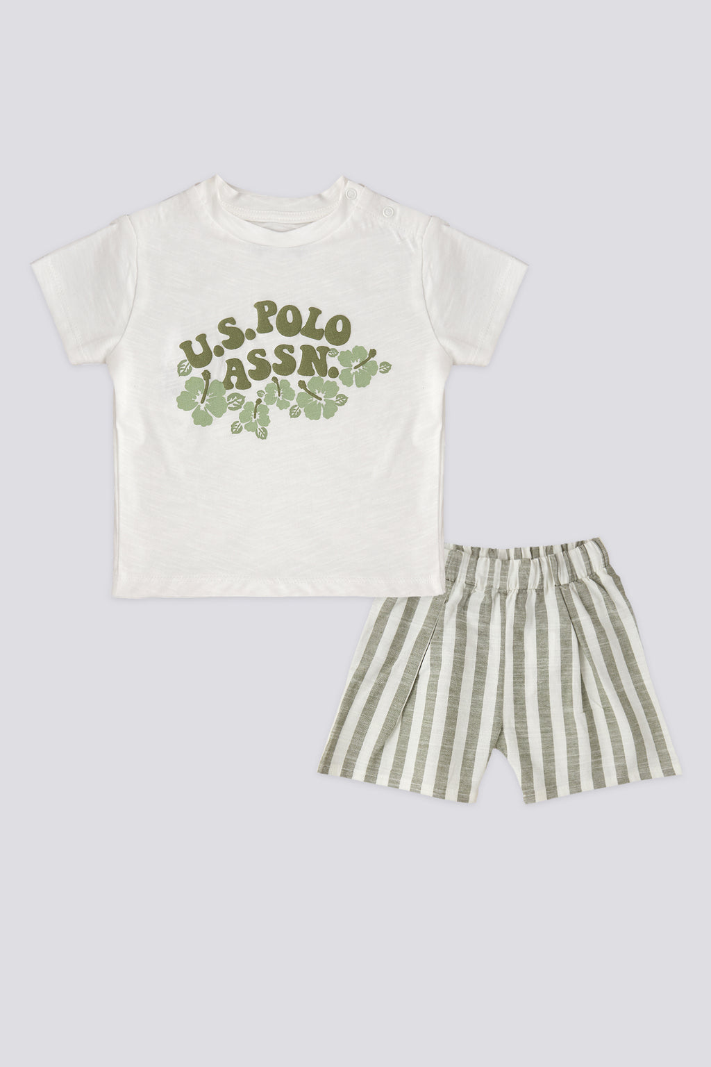 U.S. Polo Assn. Set doua piese cu logo discret, Alb