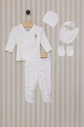 U.S. Polo Assn. Set cinci piese pentru nou-nascuti, Alb