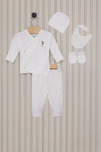 U.S. Polo Assn. Set cinci piese pentru nou-nascuti, Alb