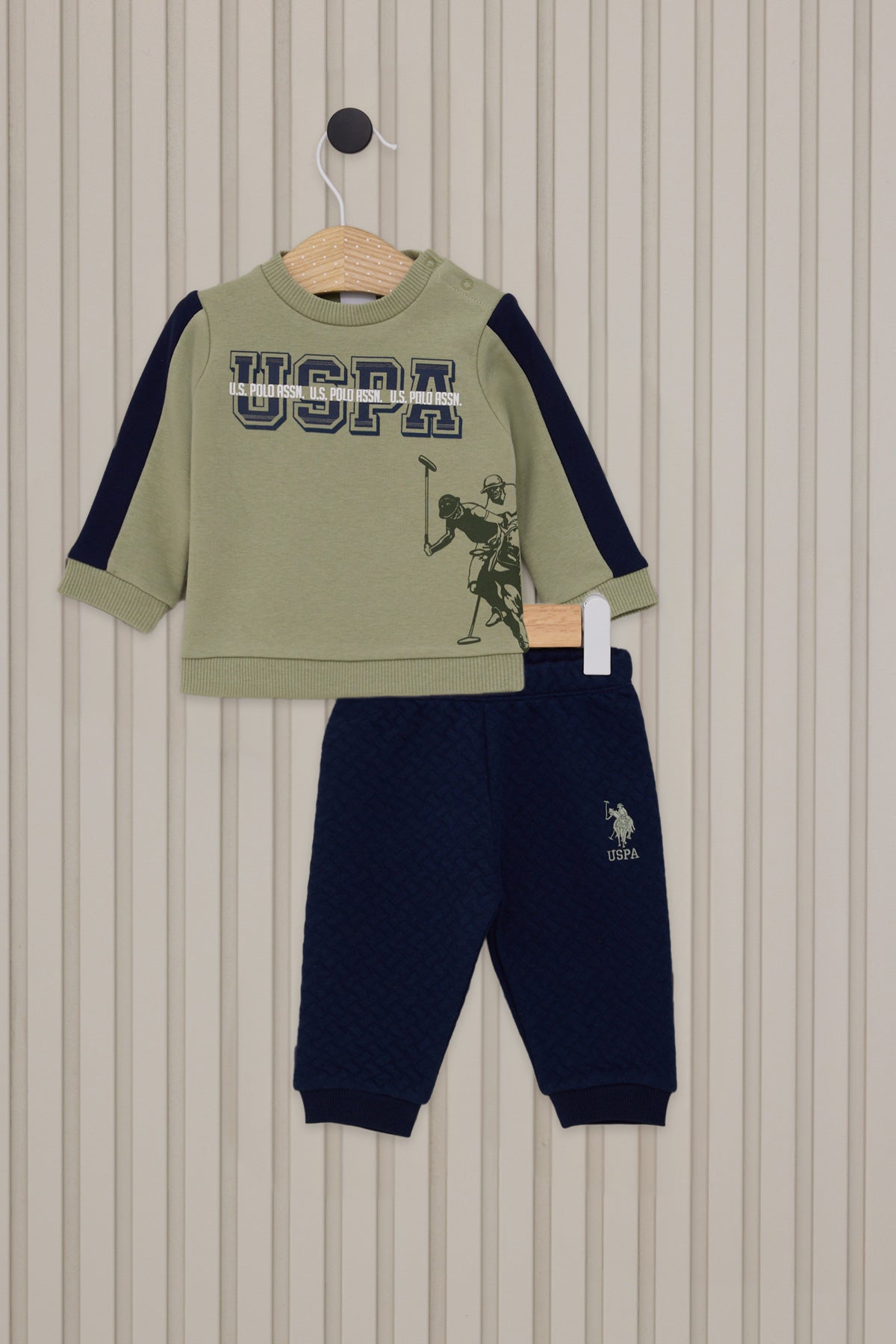 U.S. Polo Assn. Set doua piese cu logo discret, Bleumarin