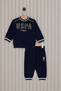 U.S. Polo Assn. Set doua piese cu logo discret, Bleumarin
